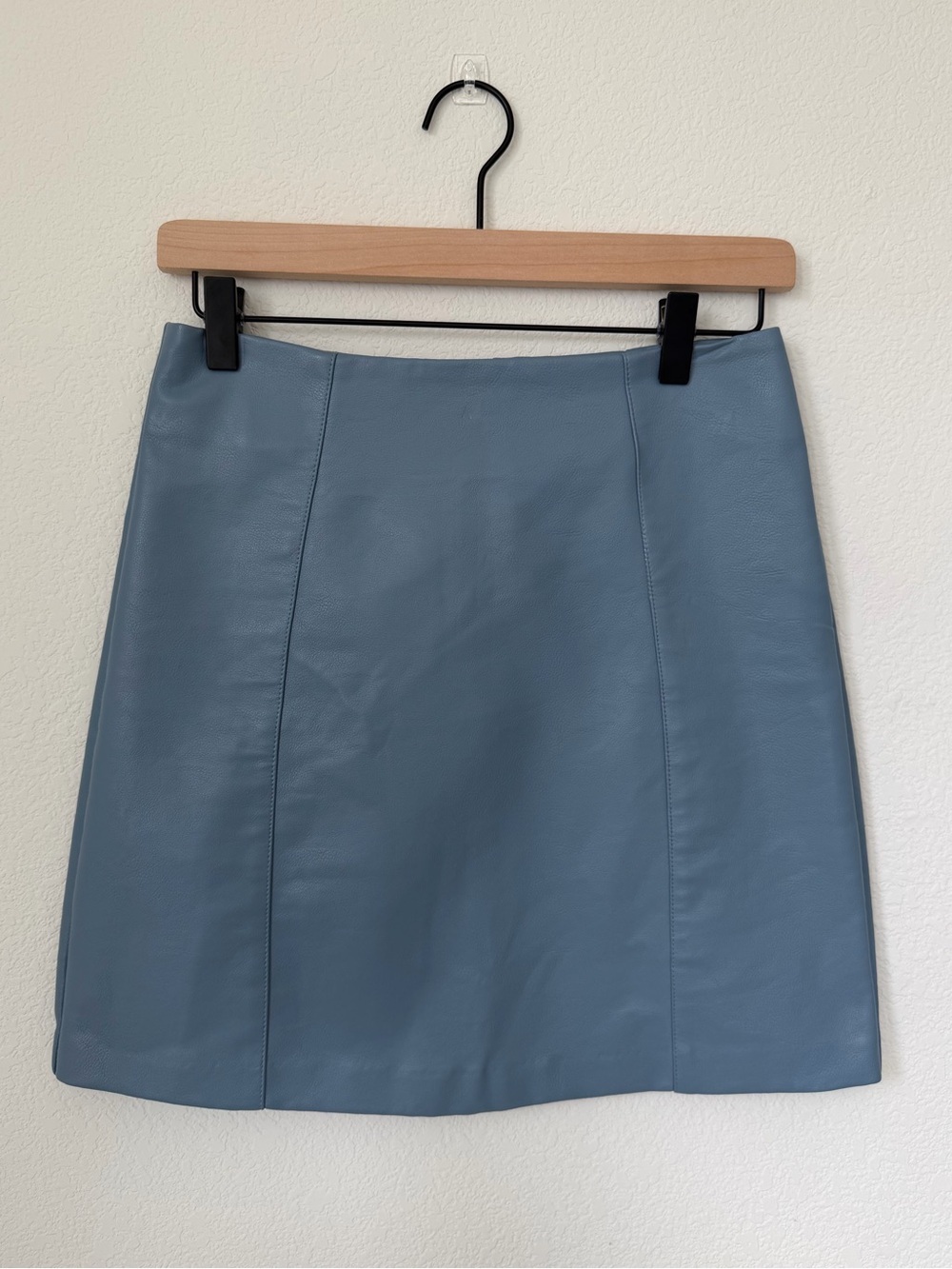 New Look Blue faux leather Mini Skirt, Size 4